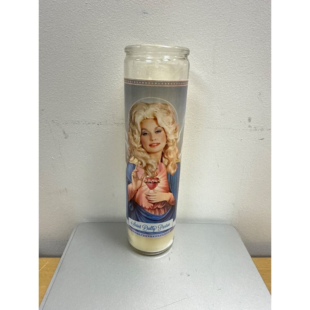 Saint Dolly Parton Prayer Candle - 8 Inch Glass Jar Unscented Wax Religious & De